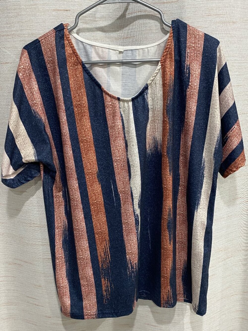 T-shirt Orange Cream Blue Large Womens (289)
